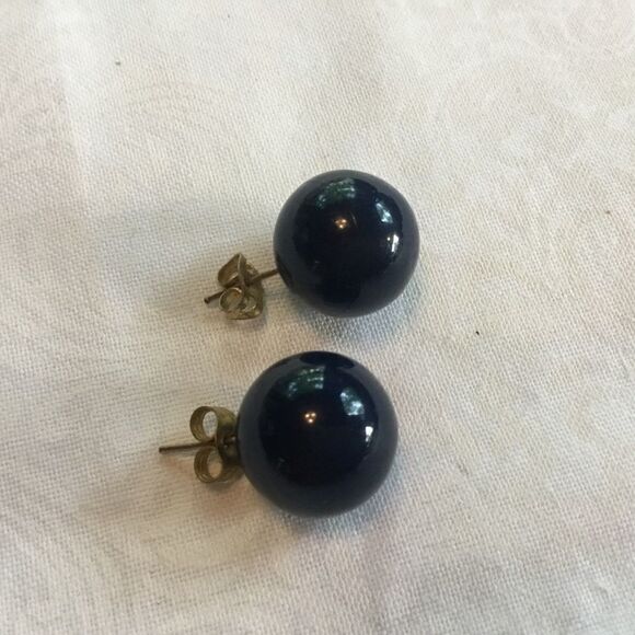 Navy Blue Pierced Earrings - Picture 3 of 3